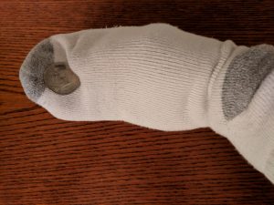 old sock for coin cleaning